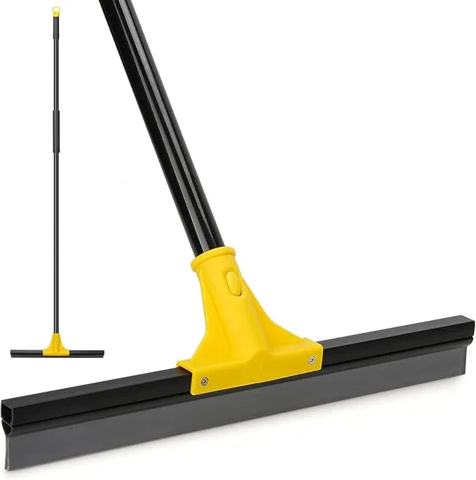 Squeegee Broom for Floor, 18'' Heavy Duty Rubber Wiper with 60'' Long Handle for Bathroom Tile, Garage Concrete, Deck, Shower Glass, Window Cleaning - NeatNest