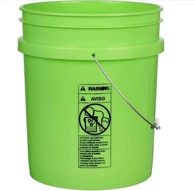House Naturals 5 Gallon Plastic Green Bucket with Screw on Lid, Food Grade containers, Made in USA pails, Pack of 3 - NeatNest