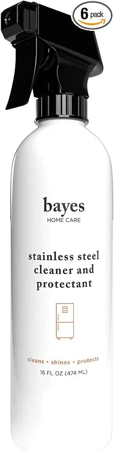 Bayes High-Performance Stainless Steel Cleaner Spray, Polish, and Protectant - Indoor & Outdoor Stainless Cleaner - Stainless Steel Sink Cleaner 16oz, 6 Pack - NeatNest