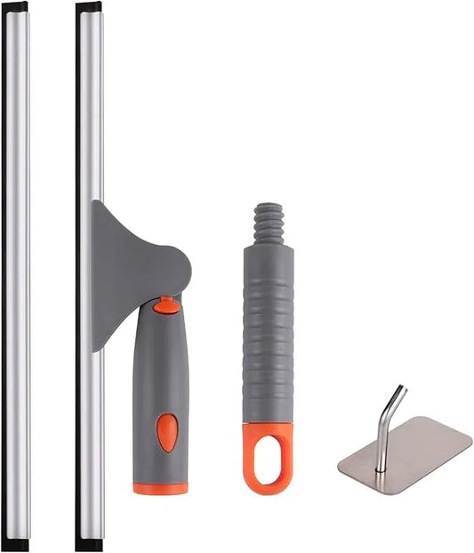 ITTAHO Swivel Shower Squeegee for Glass Doors, All-Purpose Anti-Slip Window Squeegee with 2 Blades, Window Cleaner Tool Bathroom Squeegee for Shower Doors, Tile Shower Walls，Mirrors,Car Windshields - NeatNest
