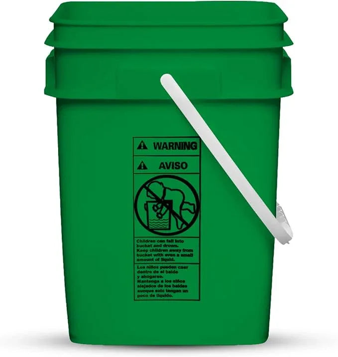 House Naturals 4 Gallon Square Food Grade Bucket Pail with Plastic Handles and Lid (Pack of 3) Made in USA containers (Yellow-Green-Red) - NeatNest