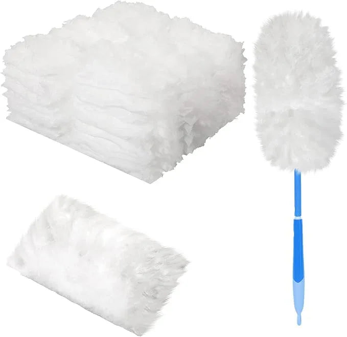 Vesici 50 Pcs Duster Refills Compatible with Swiffer Dusters Bulk Disposable Replacement Thickened with 1 Handle Heavy Duty for Cleaning, Office (White) - NeatNest