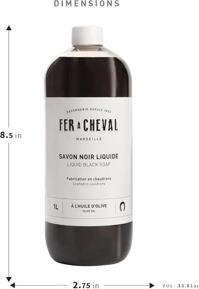 Fer à Cheval All Purpose Cleaner, Liquid Black Soap with Olive Oil, Multipurpose Natural Cleaner, Multi-Concentrated Detergent, 1 Litre/33.81 fl oz (Linen) - NeatNest
