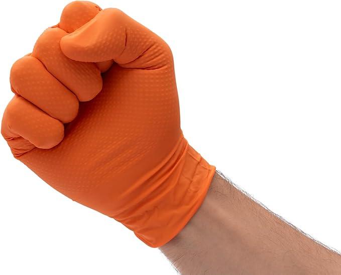 DENCO DISTRIBUTING, INC. Griptensity Orange Diamond Texture Nitrile Gloves - 8MIL - Industrial - Hi-Vis - 1000 Per Case - NeatNest