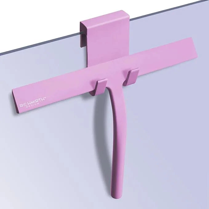Shower Squeegee with Silicone Hook, 11" Inch Width All Purpose Squeegee Wiper for Shower Glass Doors Bathroom Mirror Tiles Car Window Cleaner Tool - Pink - NeatNest