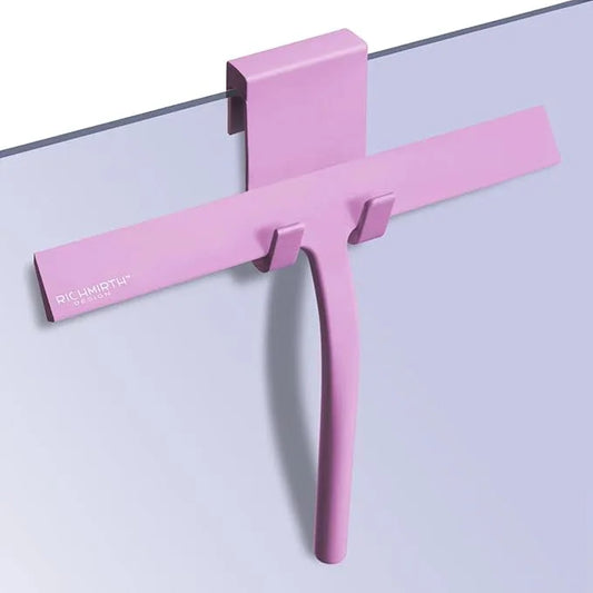 Shower Squeegee with Silicone Hook, 11" Inch Width All Purpose Squeegee Wiper for Shower Glass Doors Bathroom Mirror Tiles Car Window Cleaner Tool - Pink - NeatNest