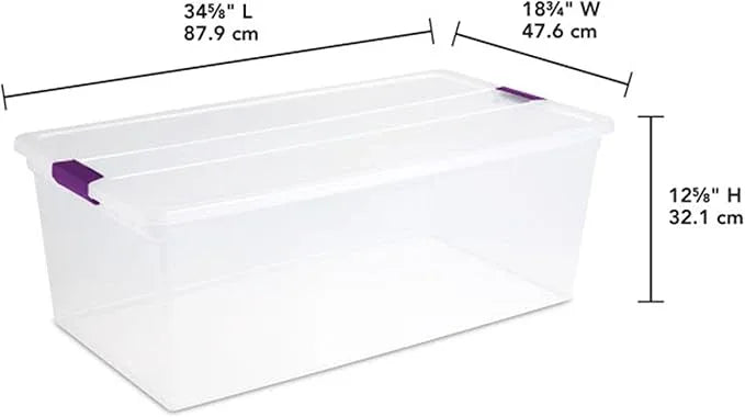 Sterilite 4-Pack 110 Quart ClearView Latch Box, Stackable Organizer Bins with Latching Lids - Clear Plastic Organization Containers for Closet, Bedroom, Shelving Units and Everyday Home Storage - NeatNest