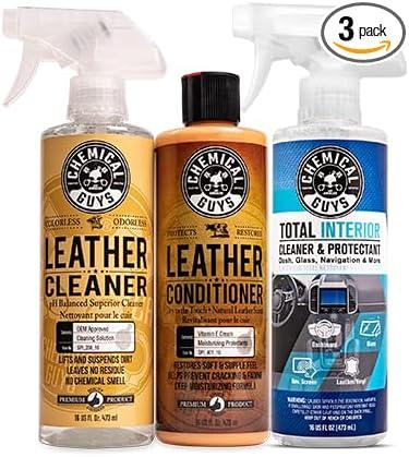 Chemical Guys SPI1091601 Leather Cleaner and Conditioner Leather & Interior Care Bundle + SPI22016 Total Interior Cleaner & Protectant, Safe for Cars, Home, Office, & More (16 fl oz) 3 Items - NeatNest
