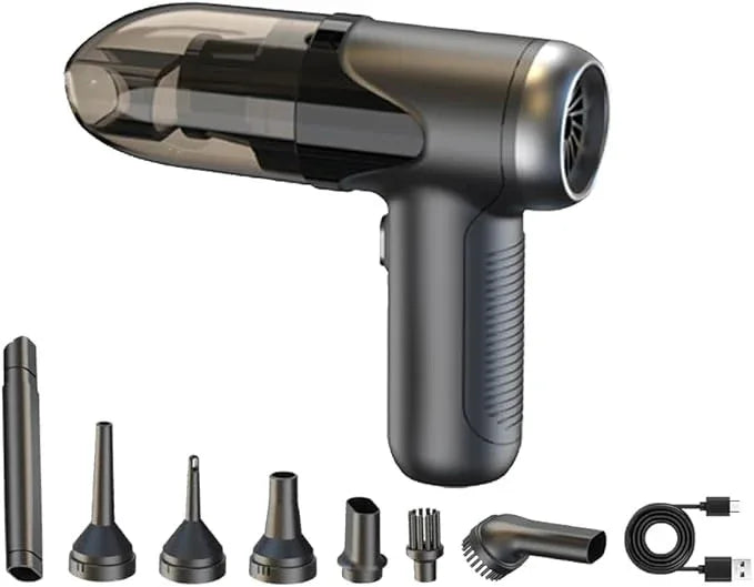 TEZILON Handheld Car Vacuum Cordless Small Portable High Power Mini Vacuum Cleaner, HEPA Filter Rechargeable 3 in 1 Dust Buster/Air Blower/Inflator, 7 Tools for Pet Hair/Keyboard/Snow Debris/Sofa/Car - NeatNest