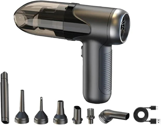 TEZILON Handheld Car Vacuum Cordless Small Portable High Power Mini Vacuum Cleaner, HEPA Filter Rechargeable 3 in 1 Dust Buster/Air Blower/Inflator, 7 Tools for Pet Hair/Keyboard/Snow Debris/Sofa/Car - NeatNest
