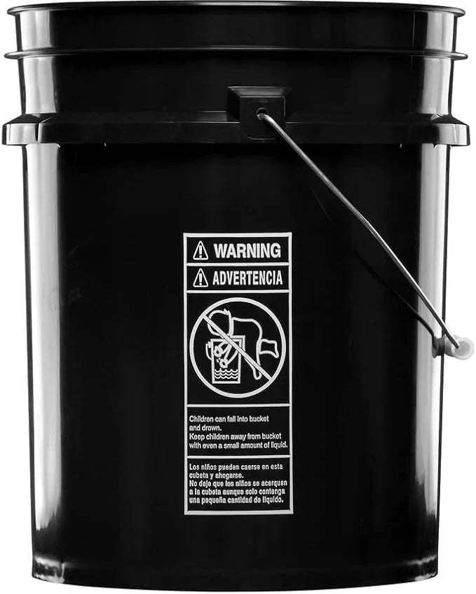 House Naturals 5 Gallon Plastic Black Bucket Food Grade BPA Free with Black Screw on Air Tight Lid(Pack of 2) Made in USA Pail - NeatNest