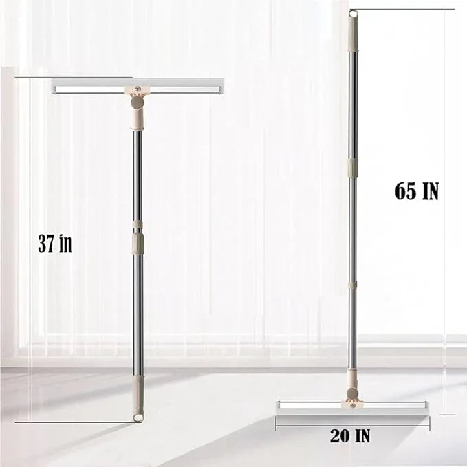 Floor Squeegee 20 inch Silicone Long Handle of 65" for Window Cleaning Shower Squeegee Scrubber Combi with Pole Extendable Telescopic Adjustable Stainless Glass Squeegee Bathroom Shower - NeatNest