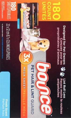 Bounce Fabric Softener Sheets, Fresh Scent, 180 Count | Pet Hair and Lint Guard | Pack of 2 | 3X Pet Hair Fighters - NeatNest