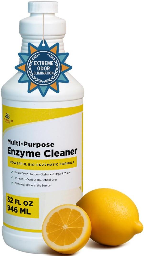 NORTHWEST ENTERPRISES Multi-Purpose Enzyme Cleaner - Household and Commercial Enzyme Cleaner, Fresh Lemon Scent (32 ounces) - NeatNest