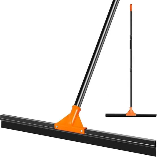 Heavy Duty Floor Squeegee for Concrete Tile Cleaning, 24" Rubber Wiper Squeegee Broom with Long Handle, Commercial Scrubber Mop for Garage Deck Bathroom Kitchen Pool Glass - NeatNest