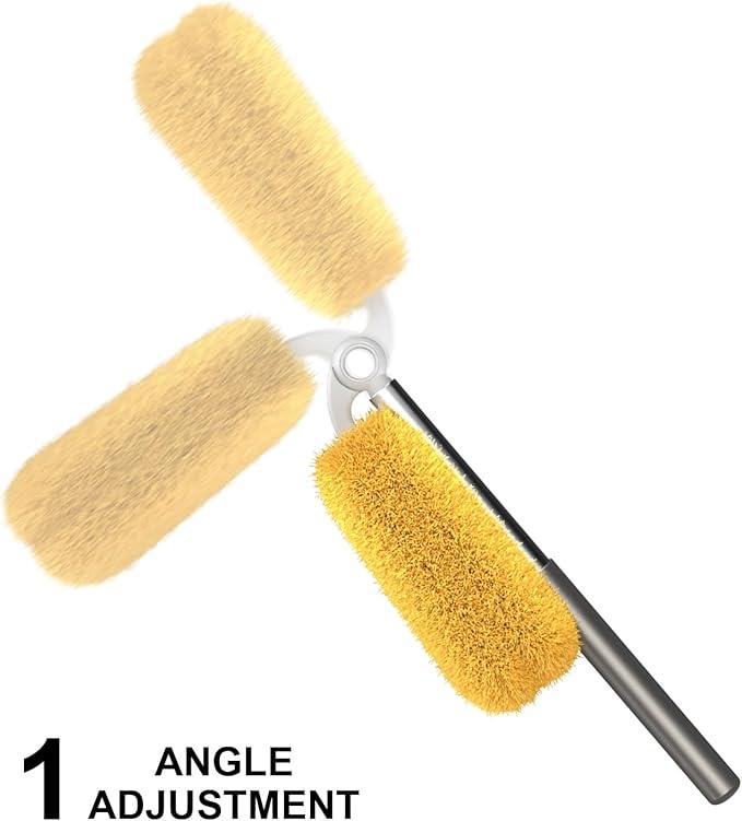 Long Handle Duster with 2 Replacement Heads, Washable Cleaning Duster Kit with Laundry Mesh Bag, Cobweb Duster, Extendable Dusting Tool for Home and Office - NeatNest