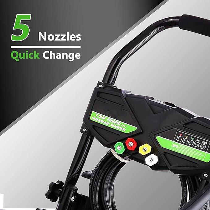 4200PSI Gas Pressure Washer, 2.8GPM Commercial Power Washer Gas Powered, 212cc 7.0 HP Engine, Includes 0.7L Soap Tank,5 QC Nozzles,25’ Hose,Car Wash Machine/Car/Driveway, EPA/CARB/ETLCompliant (Black) - NeatNest