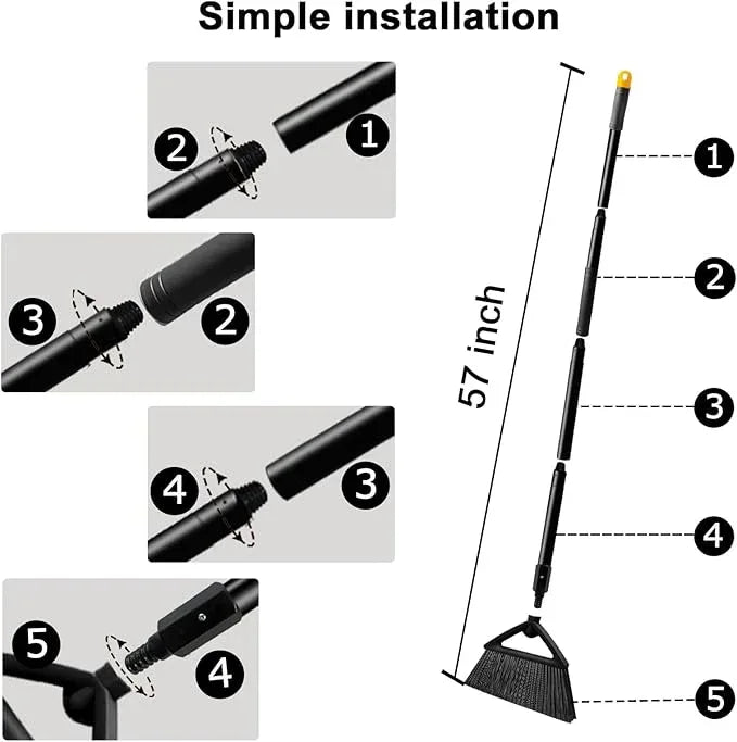 3 Pack Outdoor Indoor Broom, Brooms for Sweeeping Indoor, Heavy-Duty Kitchen Broom with Long Pole, Angle Broom White for Garages Restaurant Courtyard Office Slidewalk Lobby Sweep Dust - NeatNest