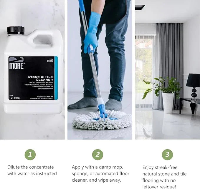 MORE - Stone & Tile Cleaner - Grout & Floor Cleaner for Natural Stone, Marble, Concrete, Ceramic, & Porcelain - Water-Based Grout Cleaner for Tile Floors - Concentrated Formula - pH Neutral - 32oz - NeatNest