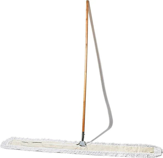 Commercial Dust Mop & Floor Sweeper, 60 in. Dust Mop for Hardwood Floors, Cotton Mop Head, Wooden Broom Handle, Industrial Dry Mop for Floor Cleaning & Janitorial Supplies - NeatNest