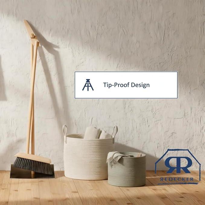 REDECKER Horsehair Broom & Stainless Steel Dust Pan Set - Oiled Beechwood Handles, 35-3/8 Inch - Broom & Dustpan Combo for Home, Kitchen, Outdoor Use - Wooden Broom and Dustpan Set, Made in Germany - NeatNest