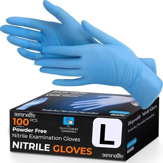 Serenelife Soft Industrial Gloves, Nitrile and Vinyl Gloves, Powder-Free, Textured Grip, Ideal for Cleaning, Food Service, Automotive, Household Work - NeatNest