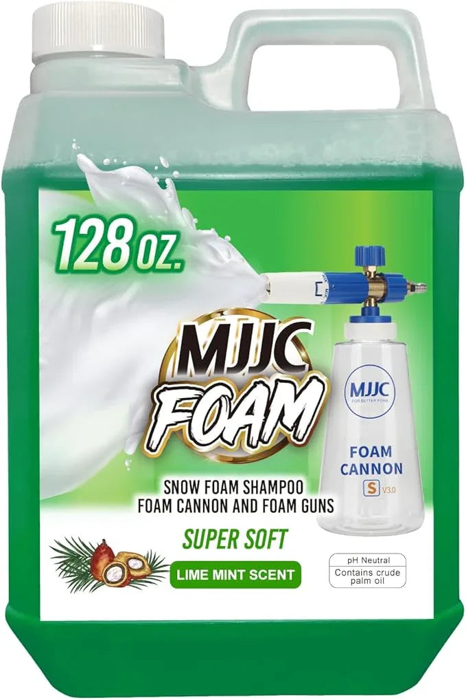 MJJC Foam (128 fl oz) Ultimate Snow Foam Car Wash Soap Specialized Car Shampoo for Foam Cannon and Pressure Washer, Safe for Cars (pH Neutral, 10x Concentrated) lime mint scent - NeatNest