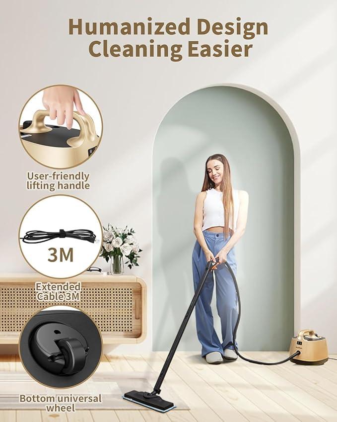 Steam Cleaner for Home, 293°F 58 PSI Powerful Multipurpose Handheld Steam Mop, 21 Attachments, 50Oz Capacity, Heavy Duty Steamer for Carpets, Floors, Cars, Tiles, Crack Cleaning, Turquoise - NeatNest