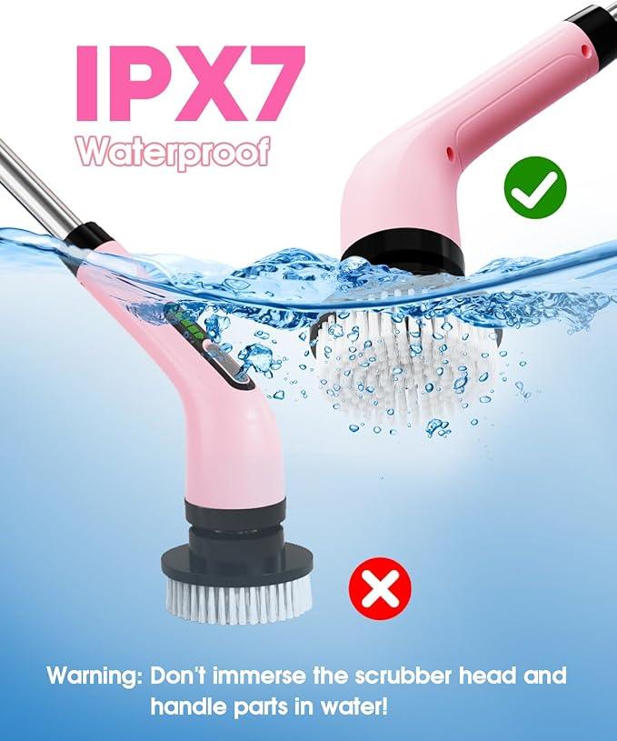 Electric Spin Scrubber for Cleaning Bathroom: Cordless Power Shower Scrubber - Electric Cleaning Brush for Tile Tub - Pink - NeatNest