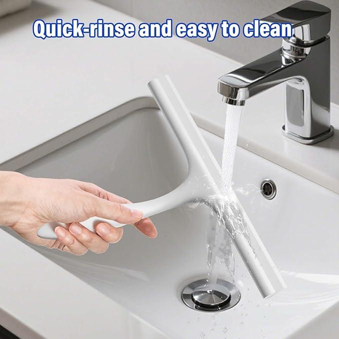 All-Purpose Shower Squeegee for Shower Glass Door with Adhesive Hook, Silicone Squeegee for Shower Doors, Bathroom, Windows, Mirrors, Shower Cleaner Tool Household Squeegee(10 inch-White) - NeatNest