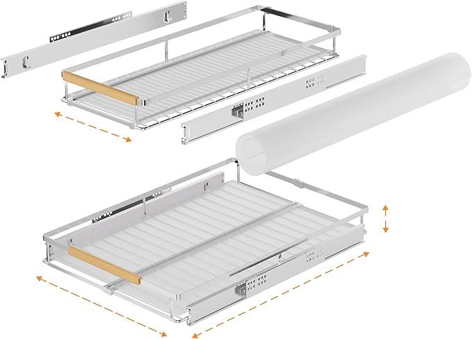 SANNO Pull Out Cabinet Organizer, Expandable Slide Out Cabinet OrganizerKitchen Sliding Shelf Under Sink Shelf, Expandable Drawer Shelves with Sliding 12.1 to 18.4" W - NeatNest