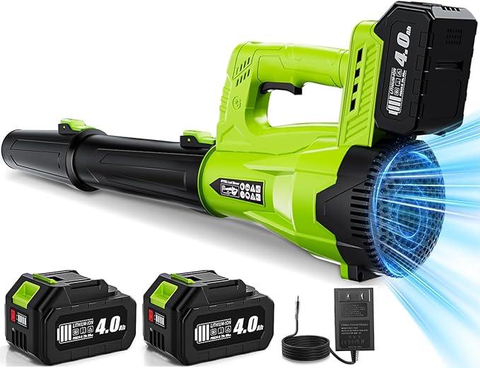 Leaf Blower, Powerful Electric Cordless Leaf Blowers with 2 x 4.0Ah Battery and Charger, Portable Handheld Battery Powered Leaf Blower, Lightweight Blowers for Lawn Care, Garden, Outdoor, Patio, Yard - NeatNest