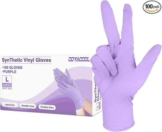 Disposable Gloves Large, Nitrile and Vinyl Blend Material Gloves, Latex Free 4 Mil 100 Pc Food Grade Glove for Cleaning, Food Prep,Hair Dye,Tattoo, Purple - NeatNest