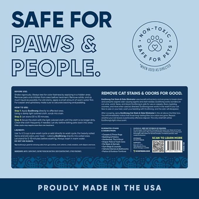 Eco Strong Cat Stain And Odor Remover| Enzyme Urine Odor Neutralizer - Stain Remover for Carpet, Litter Boxes, Bedding, and Laundry [Citrus Scent Gallon Value Size] - NeatNest