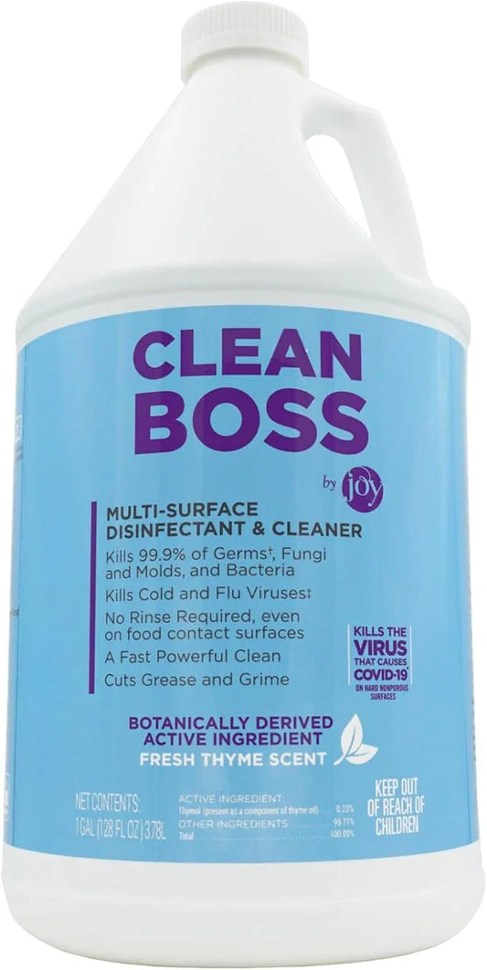 CleanBoss Botanical Disinfectant - Multi-Surface Cleaner - 128 oz - Kills 99.9% of Germs + Cold & Flu Viruses - Fresh Thyme Scent - No Rinse on Food Contact Surfaces - Pet Friendly - NeatNest