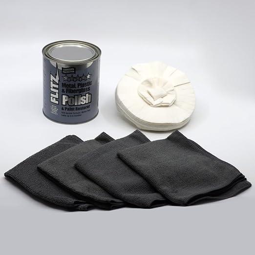 Flitz Car Buffing and Care Kit (Small) - USA-Made Polishers and Buffers Set – Includes 2lbs Paste, 16oz Sealant, 5" BuffBall, 4 Microfiber Cloths, Removes Rust & Restores Shine - NeatNest