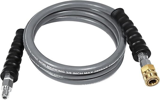 YAMATIC Non Marking 3/8" 4200PSI Pressure Washer Whip Hose 8ft with Swivel Quick Connect Jumper Hose for Hot/Cold Water Steel Wire Braided Rubber Jacket - NeatNest