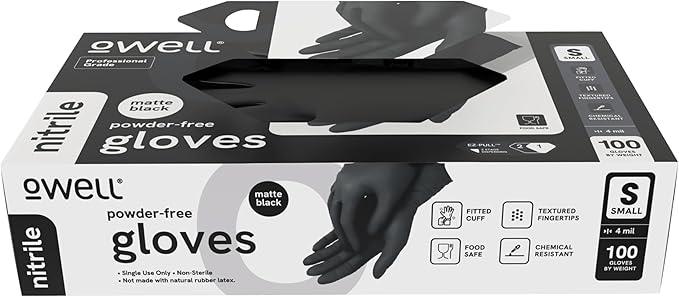 OWELL® Professional Grade Black Disposable Nitrile Gloves – 4 Mil Food Safe, Medical Exam, Powder-Free, Latex-Free Gloves - NeatNest