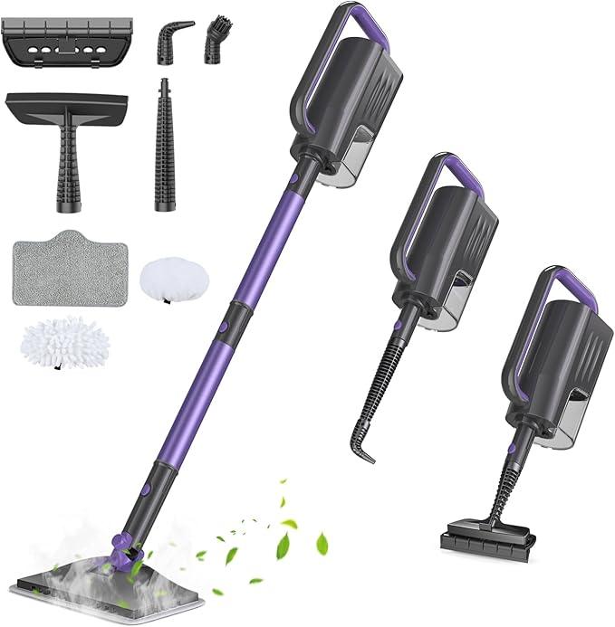 Steam Mop, Steam Cleaner with 400ML Water Tank, 2 Washable Pads, 23FT Power Cable floor steamer, Detachable Steam Mops for sealed Hard Floors, Marble, Stone, Hardwood (Purple) - NeatNest