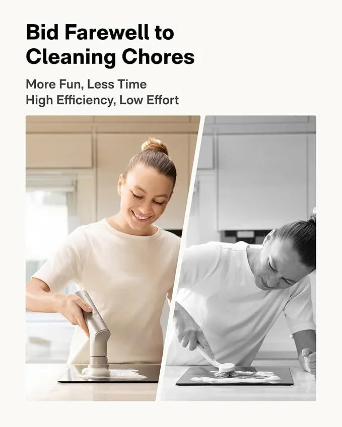HOTO Handheld Short-Handle Electric Spin Scrubber, IPX7 Waterproof Cordless Scrubber Brush, Bathroom Cleaning Brush, Max 22 in-lb, with 9 Brush Heads for Bathroom, Shower, Kitchen, Sink, Tile - NeatNest