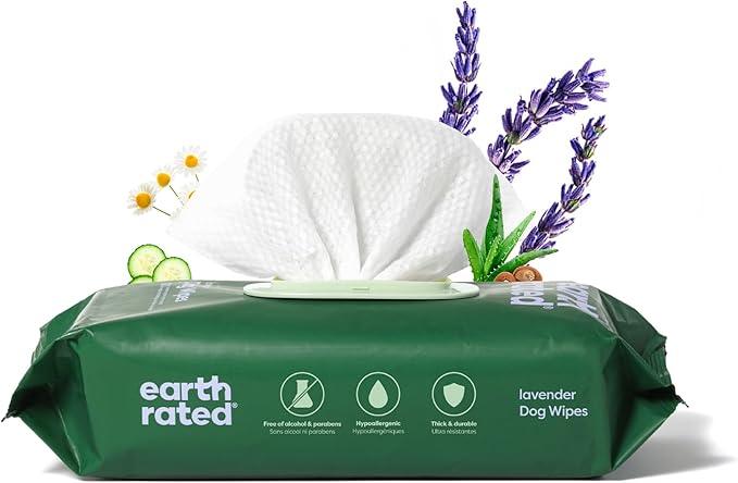 Earth Rated Dog Wipes, Hypoallergenic, Cleaning and Hydrating, for Grooming Paws, Body and Butt, Lavender Scented, 100 Count - NeatNest