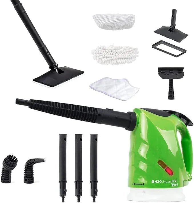 H2O SteamFX Pro Handheld Steam Cleaner with 12 Accessories – Multipurpose Steam Mop for Floors, Carpets, Upholstery, and Outdoor Surfaces, Ideal for Deep Home and Patio Cleaning - NeatNest