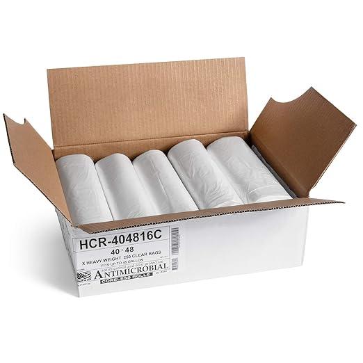 Aluf Plastics 45 Gallon Clear Trash Bags 40" x 48" - 16 Micron Equivalent High Density Value Garbage Bags, HCR-404816C (Pack of 1, 250 Count Total) - NeatNest