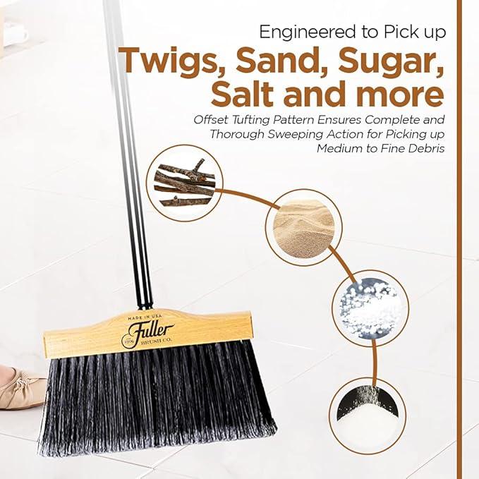 Fuller Brush 10-Inch Maple Wood Broom with 2 Piece Black Steel Threaded Handle for Indoor and Outdoor Cleaning on Hard Floors, Tile, Concrete, and Garage Surfaces - NeatNest