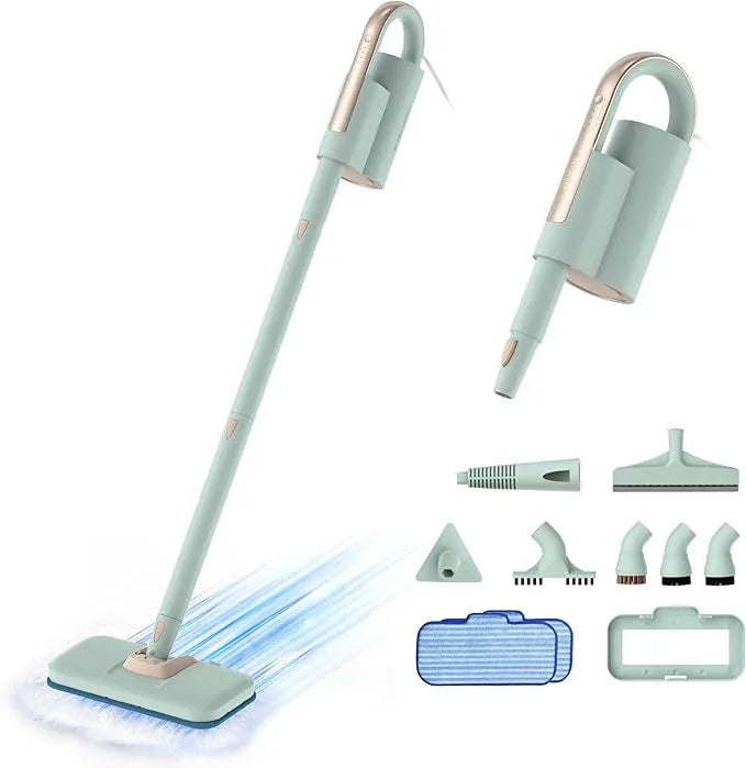 Newbealer Steam Mop & Detachable Handheld Cleaner, 250ml 1200W Powerful Floor Steamer, 3 Adjustable Levels for Carpet Laminate Hardwood Grout, Carpet Glider, 7 Multi-purpose Accessories & 2 Pads - NeatNest