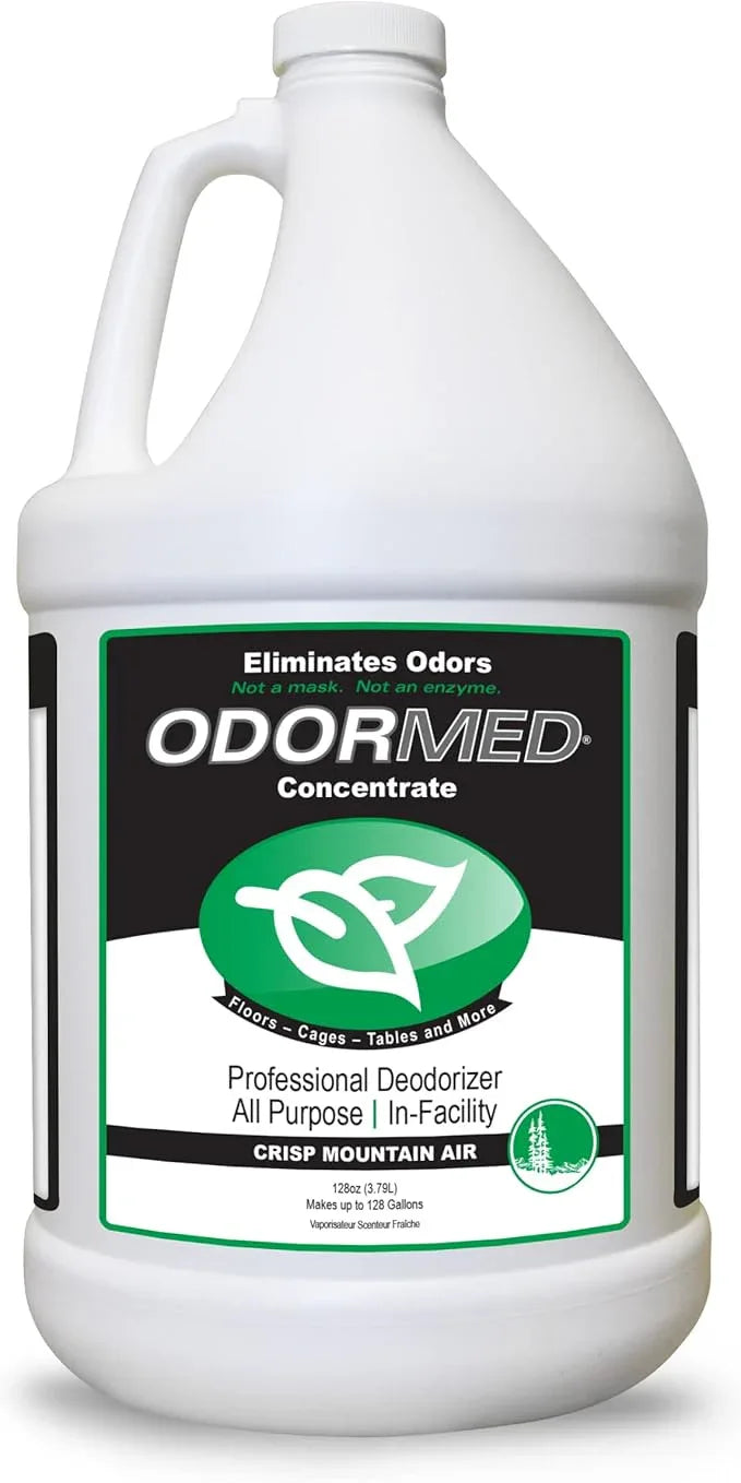 ODORMED Odor Eliminator Concentrate – Pet Odor Eliminator for Strong Odor on Floors, Walls, Cages & More – All-Purpose Carpet Deodorizer w/Safe, Non-Enzymatic Formula (1 Gal, Crisp Mountain Air) - NeatNest