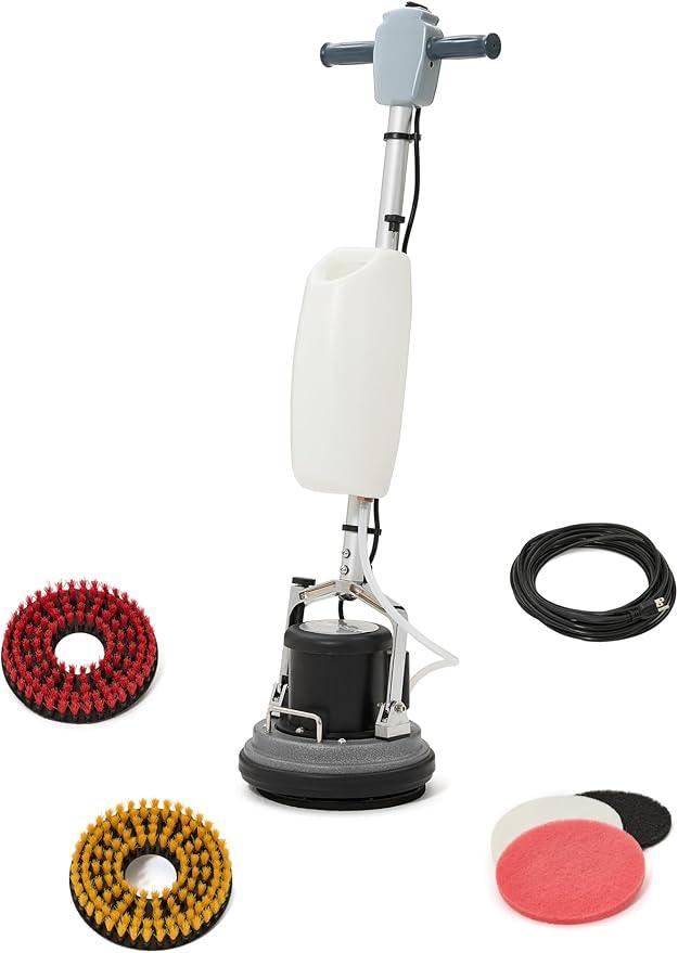10" Heavy-duty Multi-Functional Floor Buffer Polisher Machine - Clean, Buff, Scrubb and Polish with Ease! Ideal for Carpets Too! Includes Optional Solution Tank, 2 Brushes and 3 Scouring Pads - NeatNest