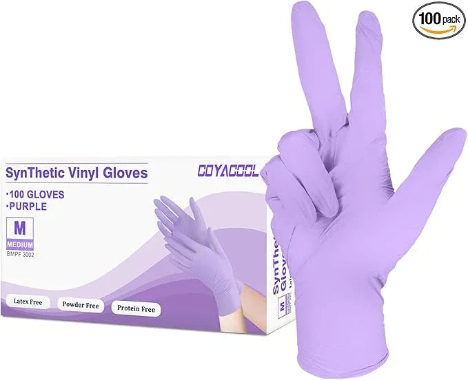 Disposable Gloves Medium, Nitrile and Vinyl Blend Material Gloves, Latex Free, 4 Mil 100 Pc Food Grade Glove for Cleaning, Food Prep, Hair Dye, Tattoo, Purple - NeatNest