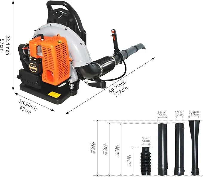 72CC Gas Backpack Leaf Blower, 2 Stroke Engine Backpack Blower, 665 CFM 205 MPH High Velocity, Gas Powered Leaf Blower with Cruise Control Low Vibration for Yard Lawn Cleanup - NeatNest