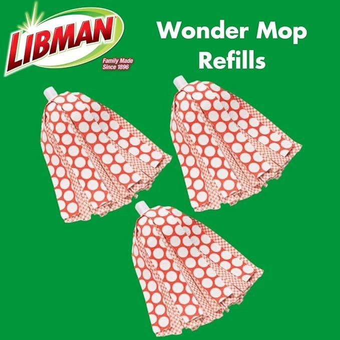 Libman Wonder Mop Head Replacement | Absorbent Microfiber | Self Wringing | Best Refill | Machine Washable | Multi-Surface Floor Mop | 3 Replacement Pads - NeatNest